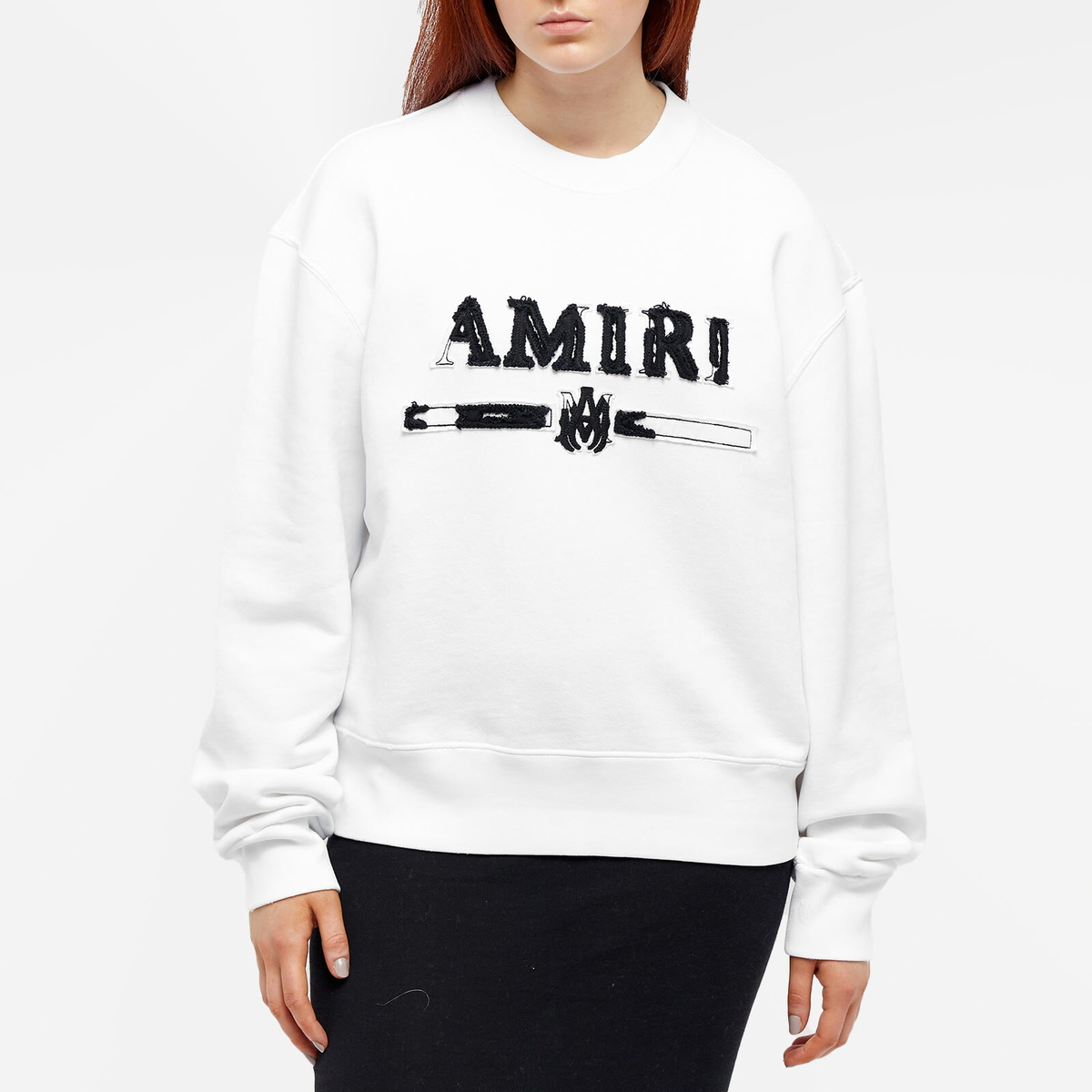 AMIRI Women's Applique Logo Crew Sweat in White Amiri