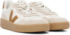 VEJA Off-White & Tan V-90 Leather Sneakers
