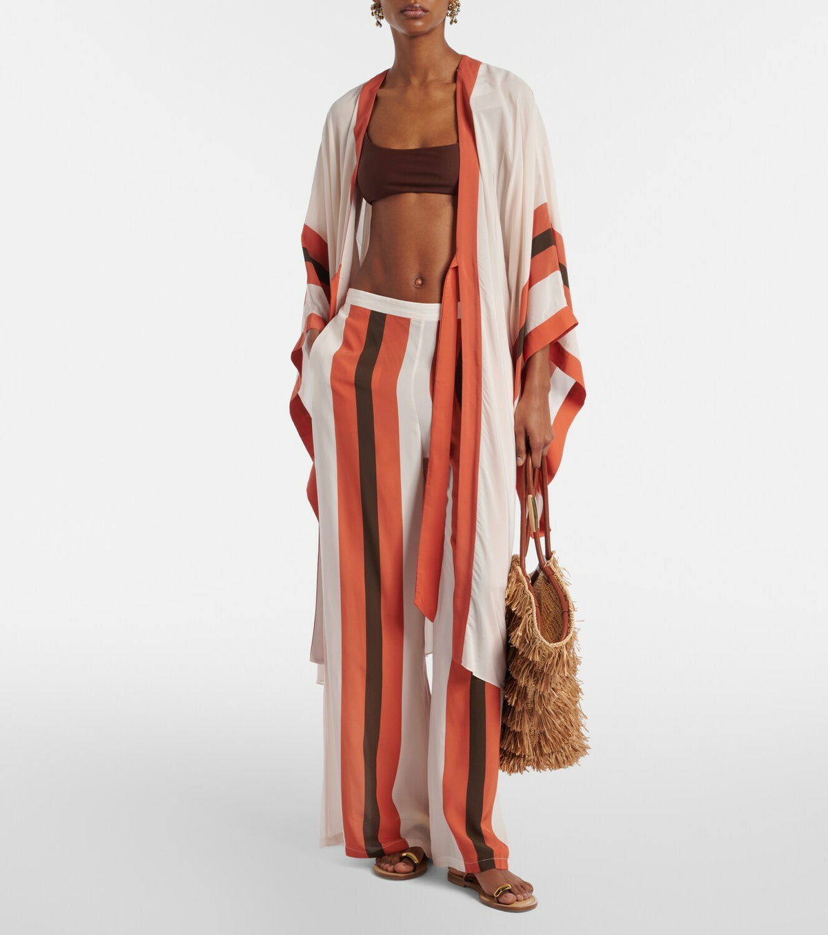 Adriana Degreas Striped wide-leg pants