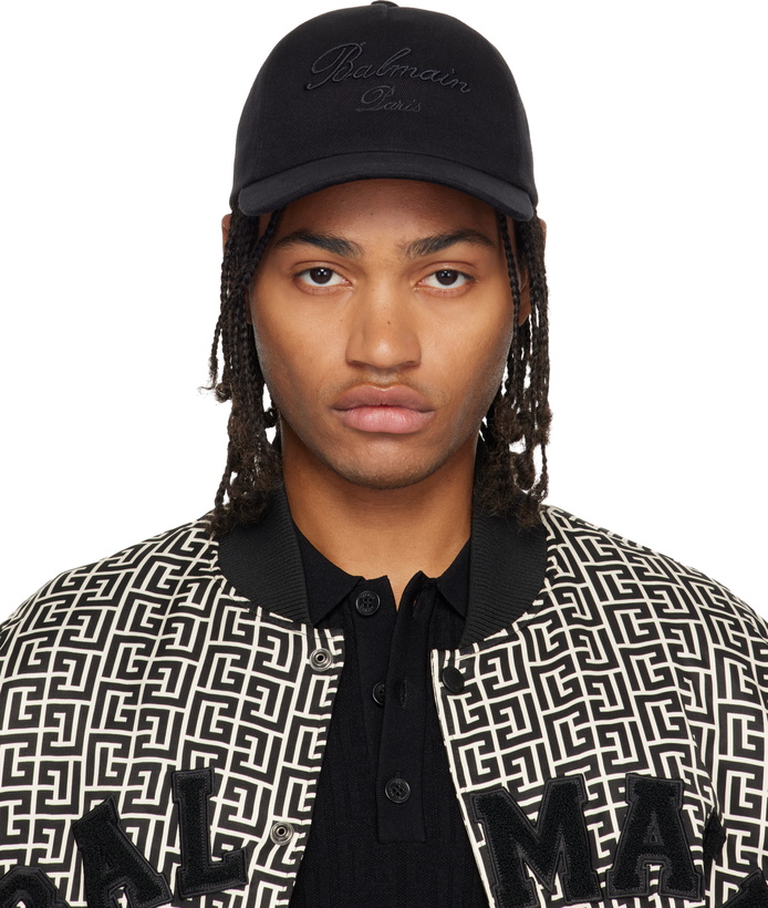 Photo: Balmain Black 'Balmain Signature' Cotton Cap