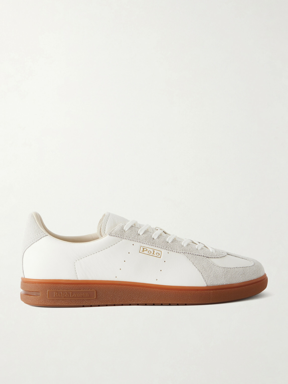 Polo Ralph Lauren - Bedford Suede-Trimmed Leather Sneakers - White