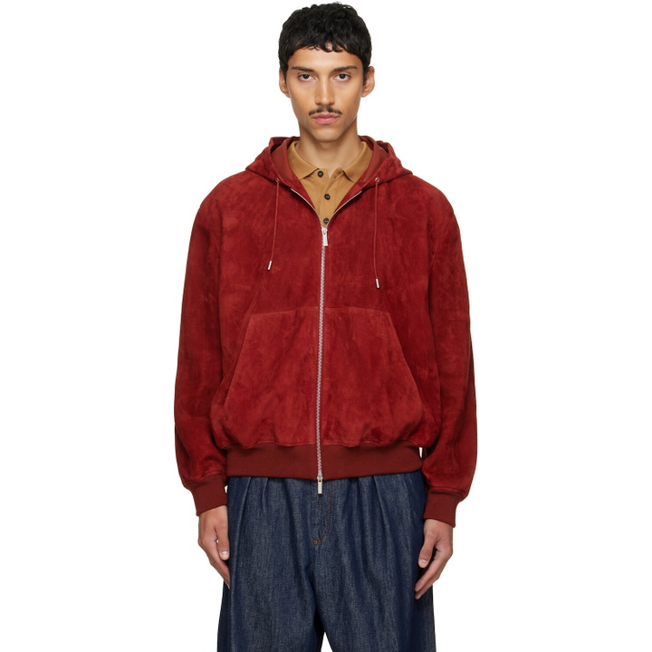 Photo: Ferragamo Burgundy Suede Blouson Hoodie