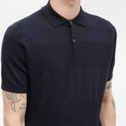 John Smedley Men's Textured Stripe Knit Polo Shirt in Midnight