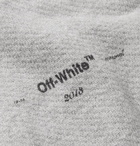 Off-White - Logo-Print Mélange Loopback Cotton-Jersey Hoodie - Gray