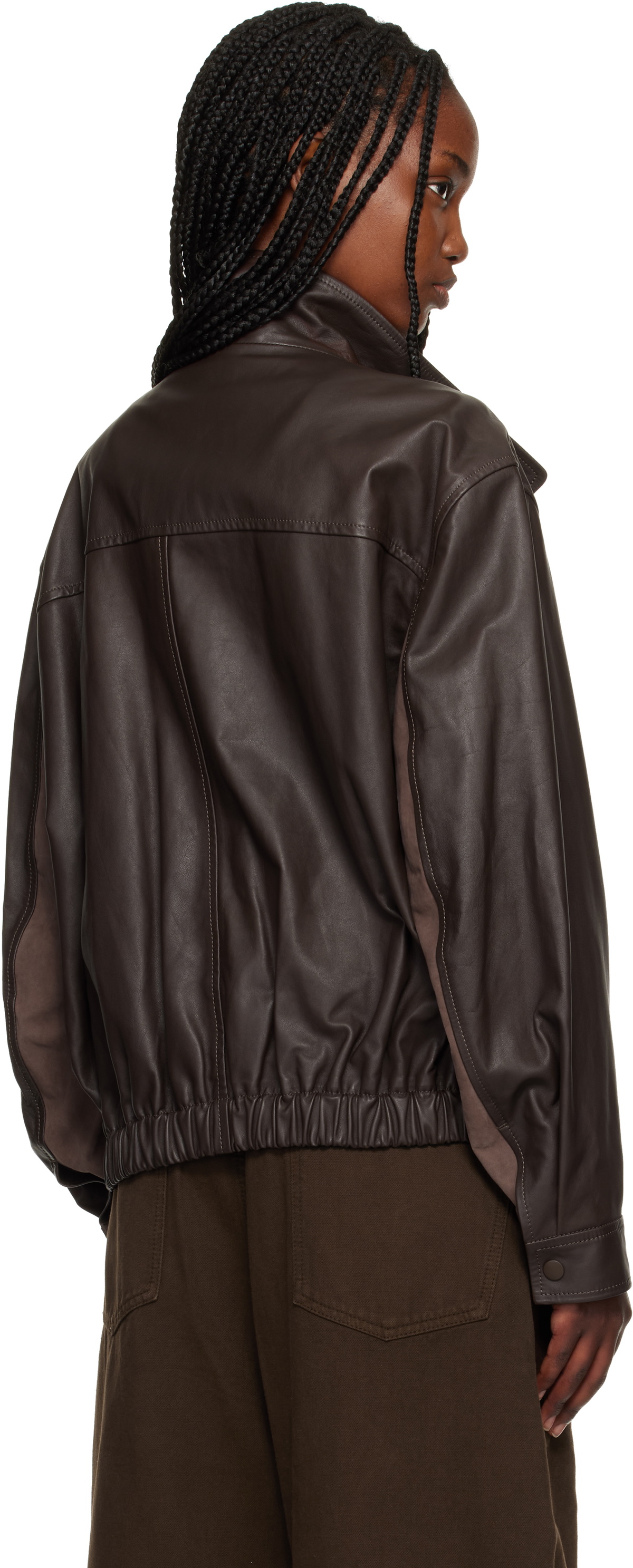 LEMAIRE Brown Soft Blouson Leather Jacket