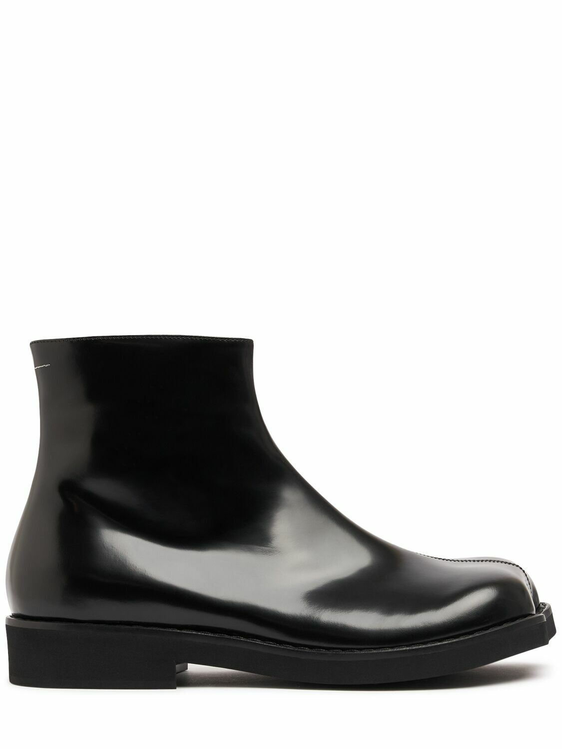 MM6 Maison Margiela Black Zip Leather Boots MM6 Maison Margiela