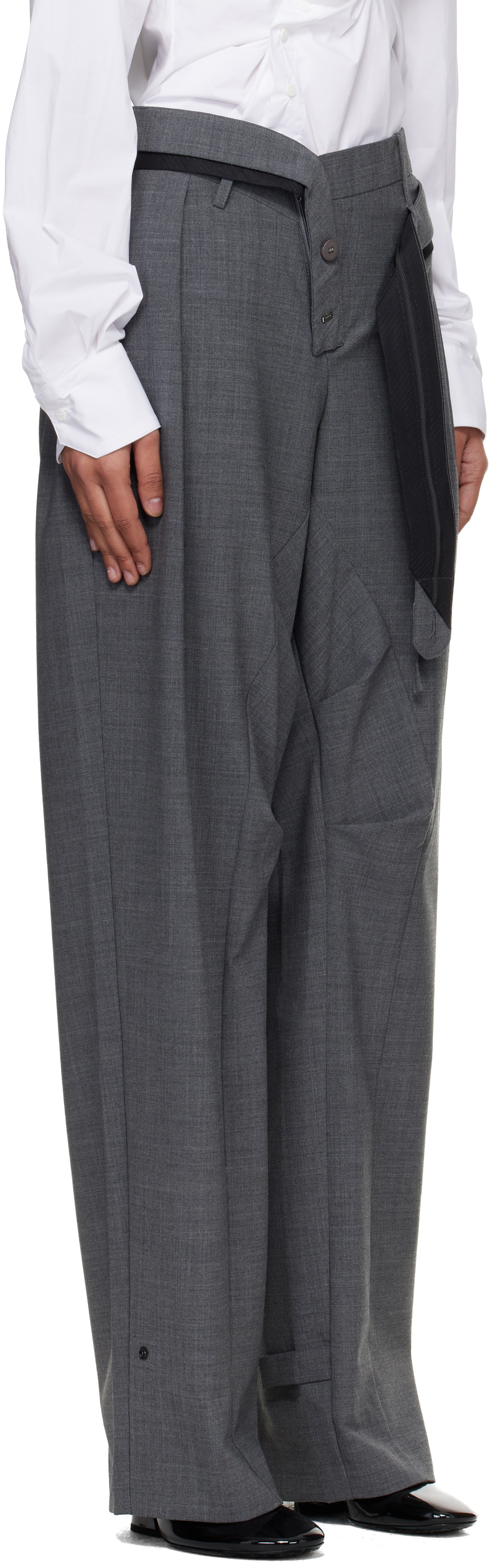 Ottolinger Gray Strapped Baggy Suit Trousers