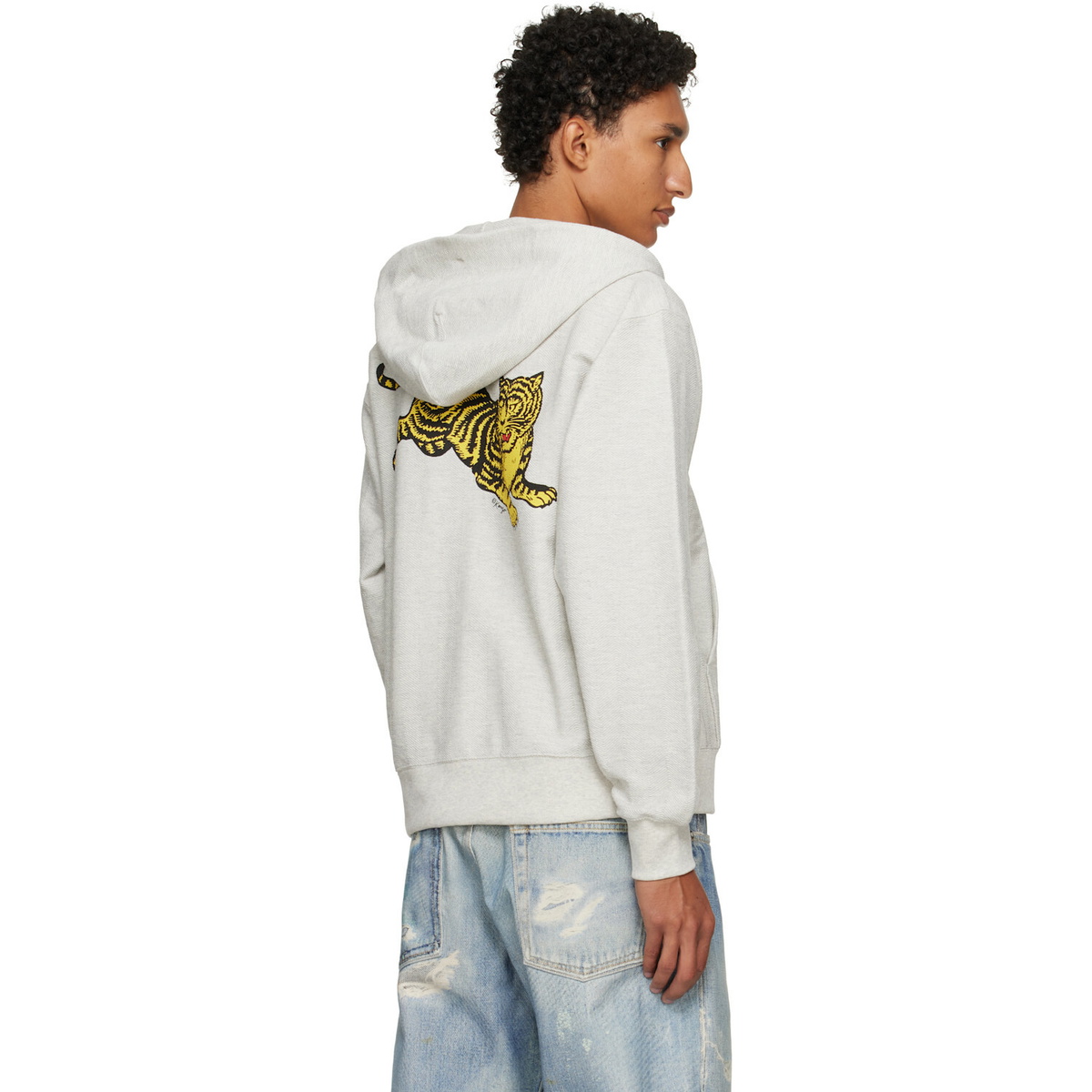 Kenzo Gray Kenzo Paris 'KENZO Jumping Tiger' Zip Up Hoodie