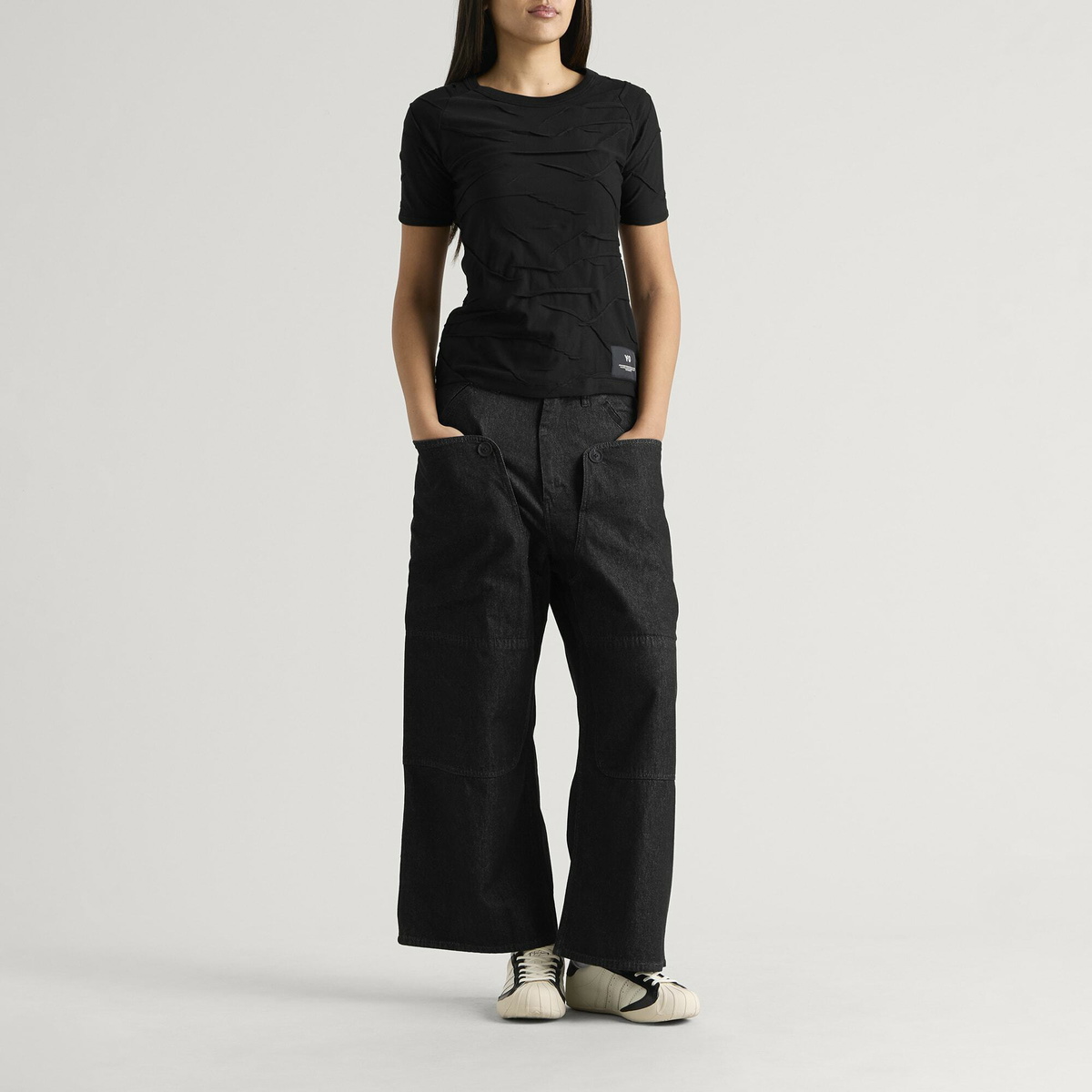 Y-3 Women's Patchwork Cut T-Shirt in Black