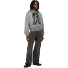 Palm Angels Gray Skull Zipped Loose Hoodie