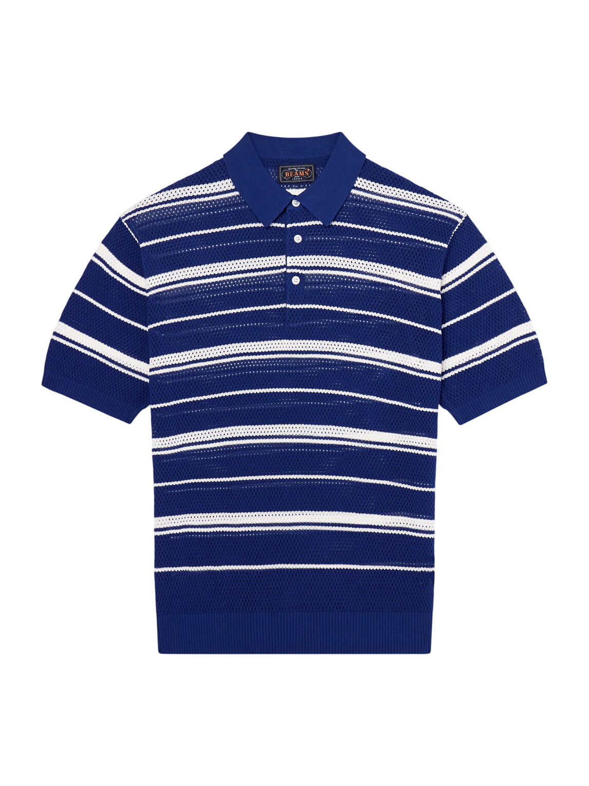 Beams Plus - Striped Cotton-Jacquard Half-Zip Polo Shirt - Blue
