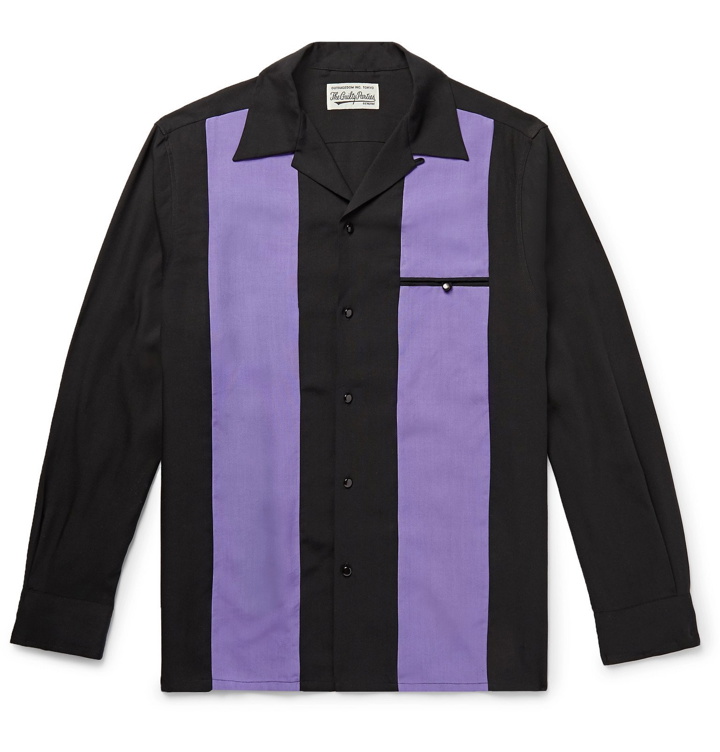 Photo: Wacko Maria - Camp-Collar Striped Lyocell Shirt - Purple