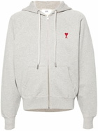 AMI Paris Grey Ami De Coeur Zipped Hoodie