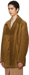 Carven Tan Short Split Suede Coat