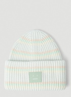 Striped Face Beanie Hat in Light Blue