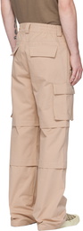 MISBHV Beige Elasticized Cargo Pants