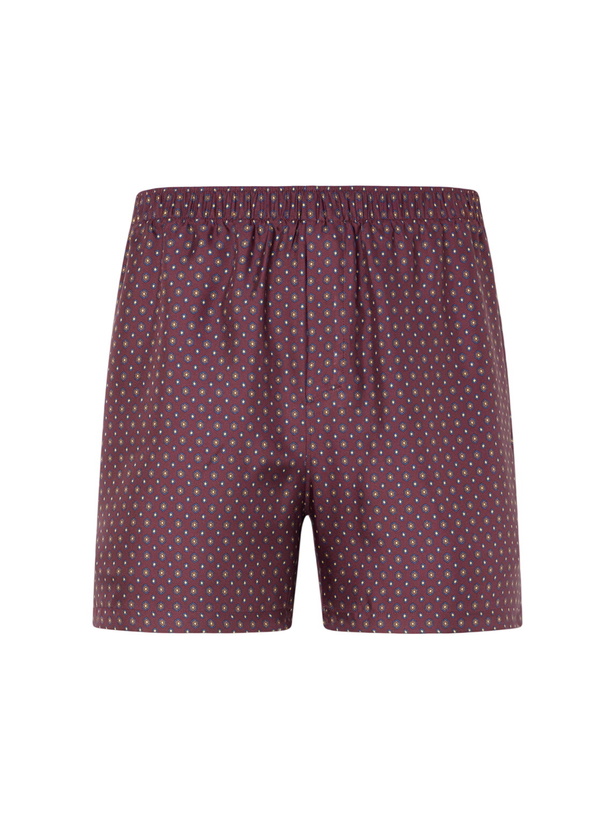 Photo: SAINT LAURENT - Straight-Leg Printed Silk-Satin Shorts - Burgundy