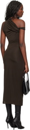 Courrèges Brown Houndstooth Twist Midi Dress