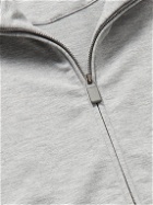 Canali - Logo-Appliquéd Stretch Cotton-Blend Jersey Zip-Up Sweatshirt - Gray