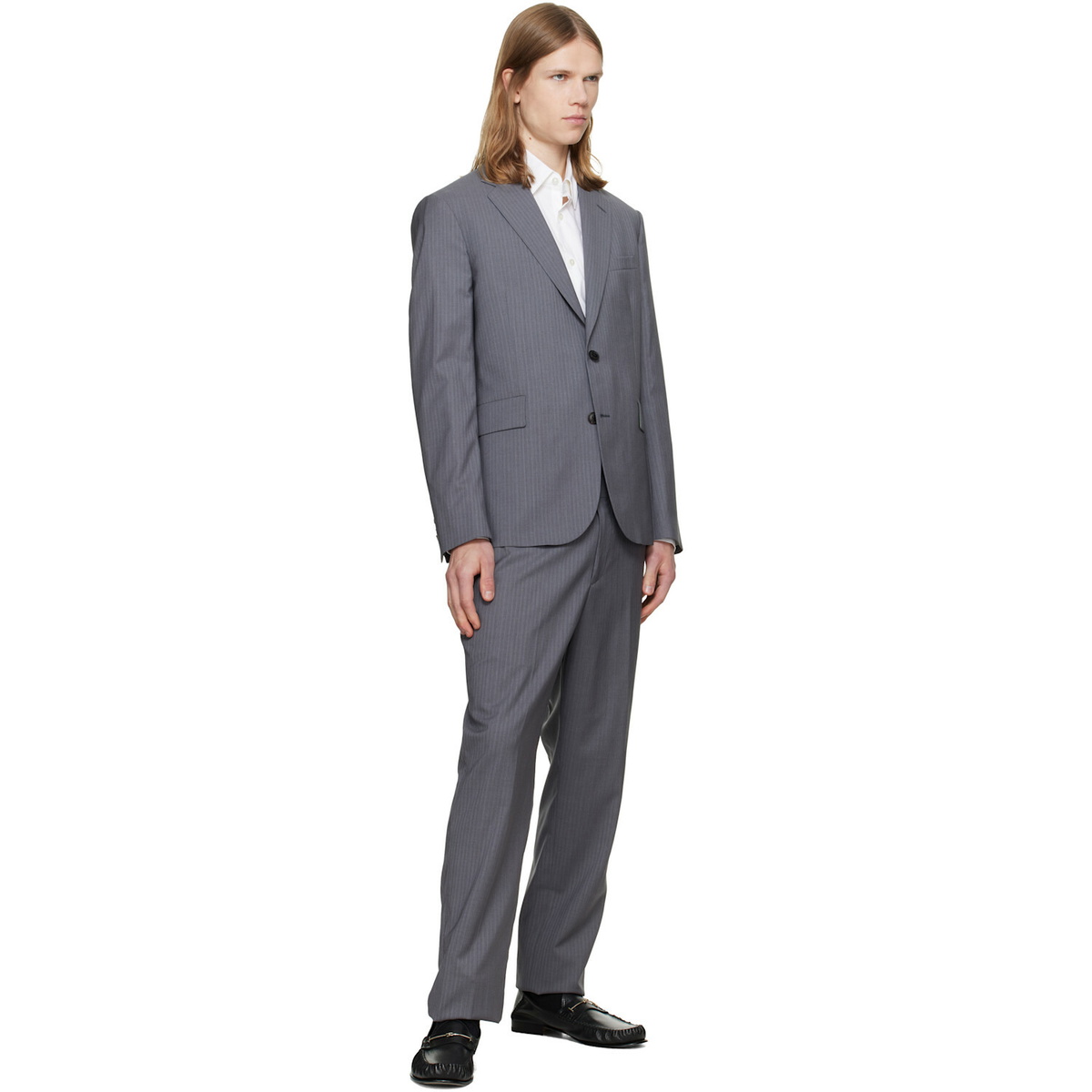 Paul Smith Gray 'The Soho' Tailored-Fit Pinstripe Wool Suit