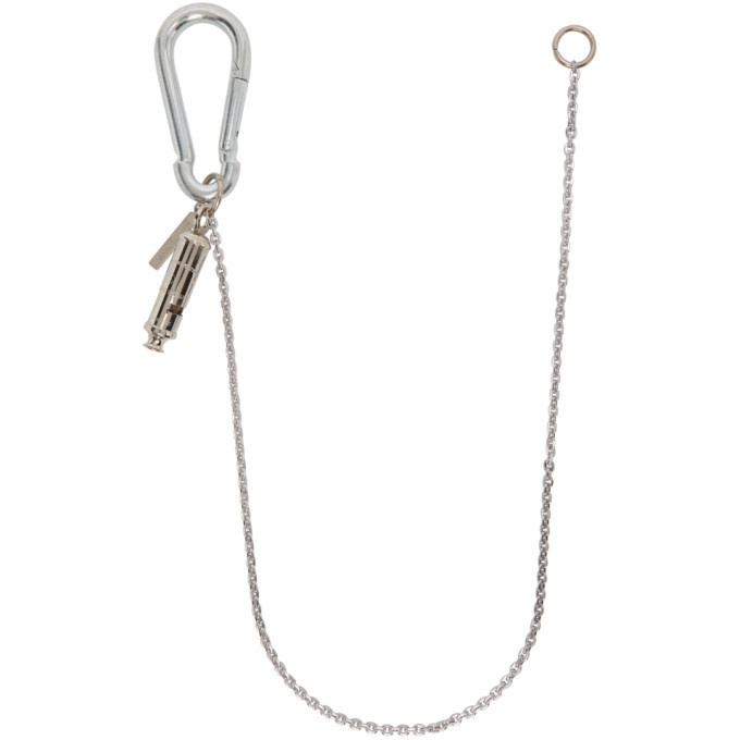 Marine Serre Silver Branded Whistle Carabiner Keychain