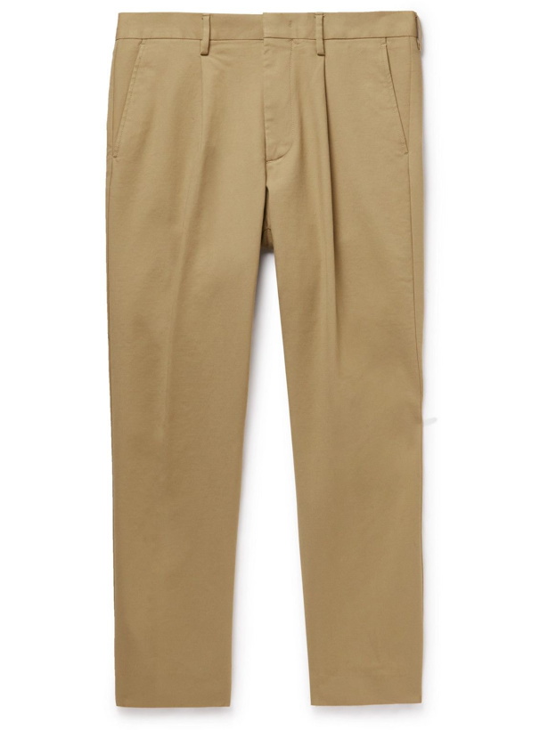 Photo: NN07 - Bill Tapered Cropped Pleated Stretch-Cotton Trousers - Neutrals