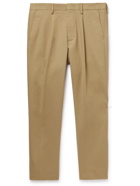 NN07 - Bill Tapered Cropped Pleated Stretch-Cotton Trousers - Neutrals