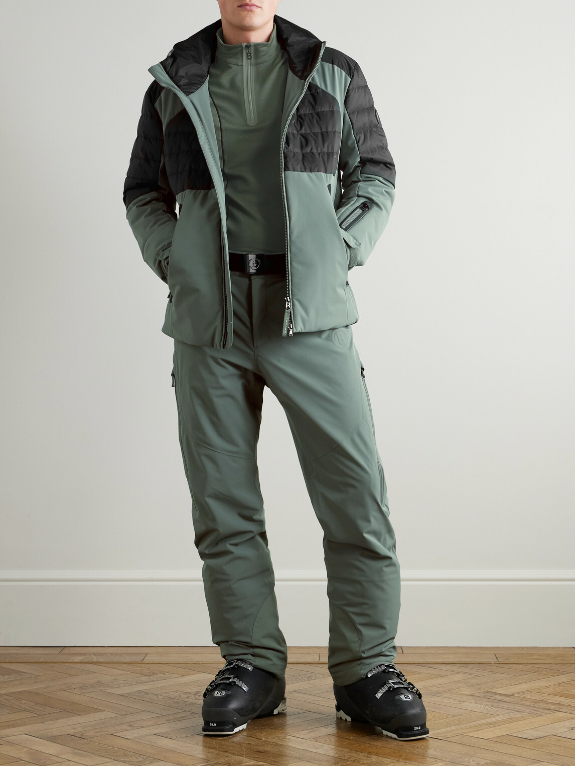 BOGNER - Henik-D Panelled Quilted Ripstop and Shell Hooded Down Jacket - Green