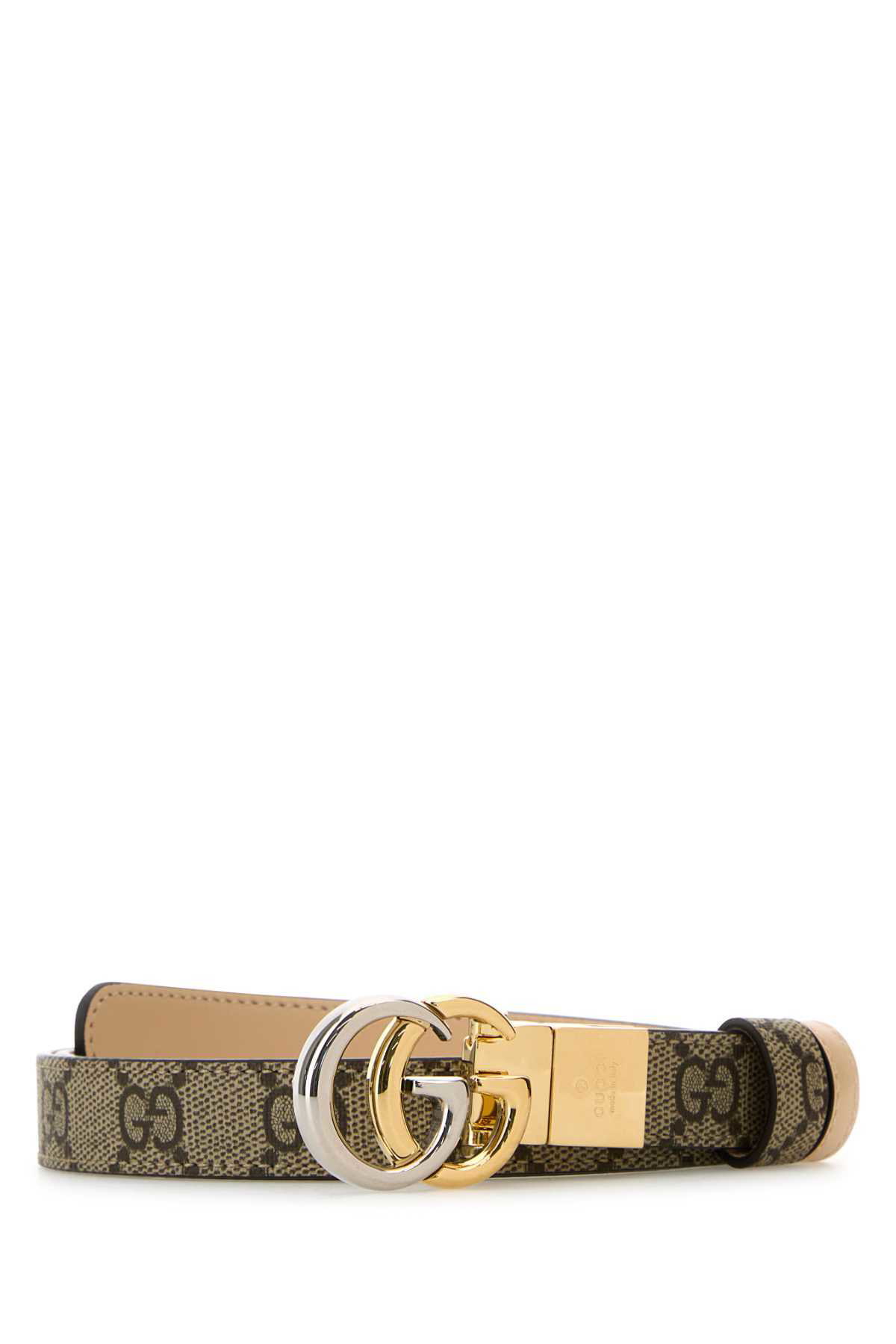 ベルト GUCCI Belts Women Fabric Beige/Black GG Marmont reversible thin belt in beige, ebony & black