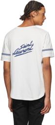 Saint Laurent Off-White & Blue Destroyed T-Shirt
