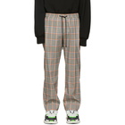 Juun.J Grey and Orange Plaid Trousers