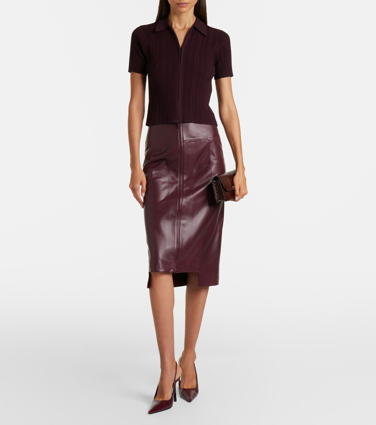 Victoria Beckham Ribbed-knit zip-up top