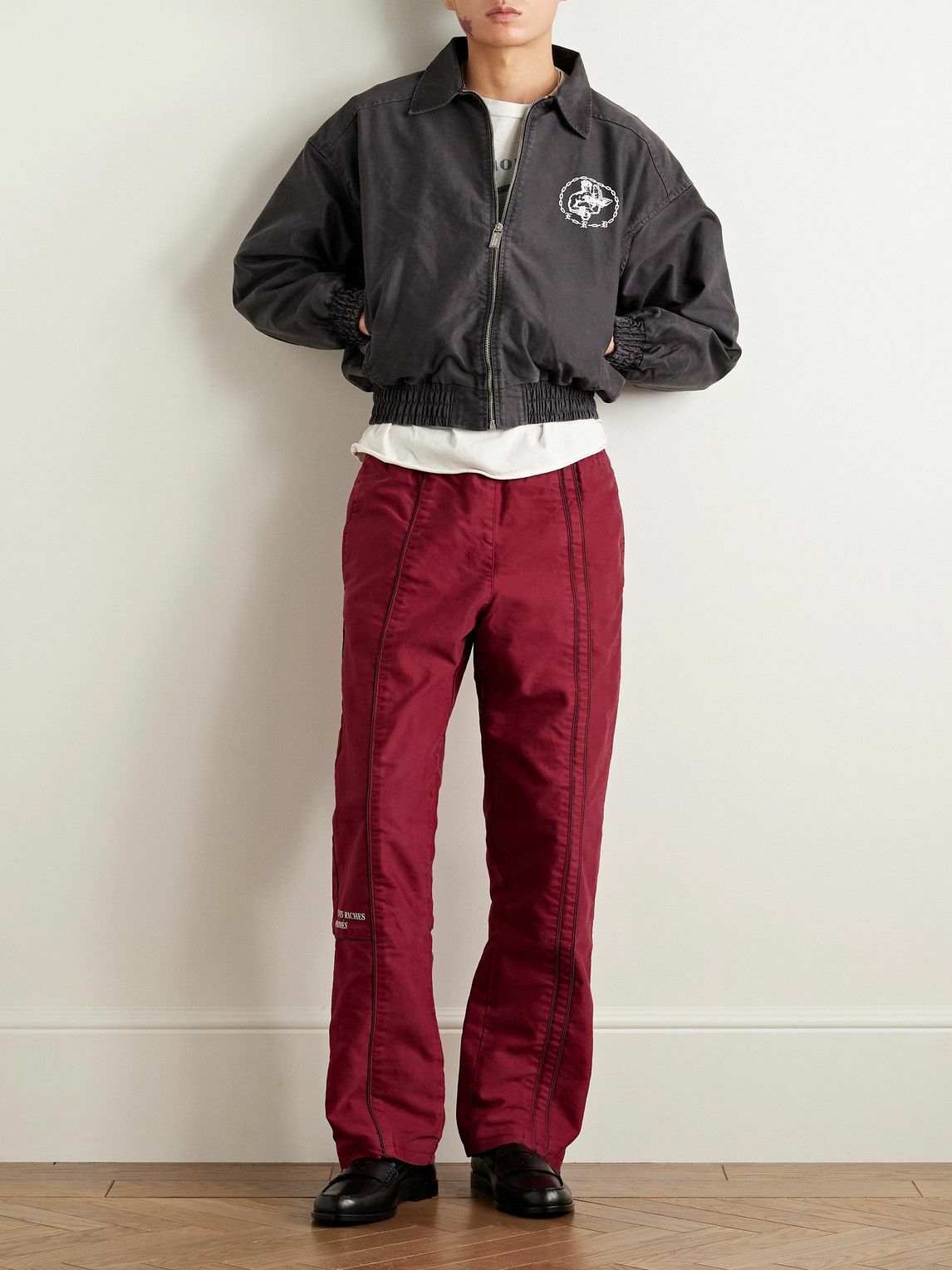 Enfants Riches Déprimés - Straight-Leg Logo-Embroidered Panelled Cotton Track Pants - Burgundy
