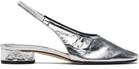Aeyde Silver Dua Laminated Leather Slingback Heels
