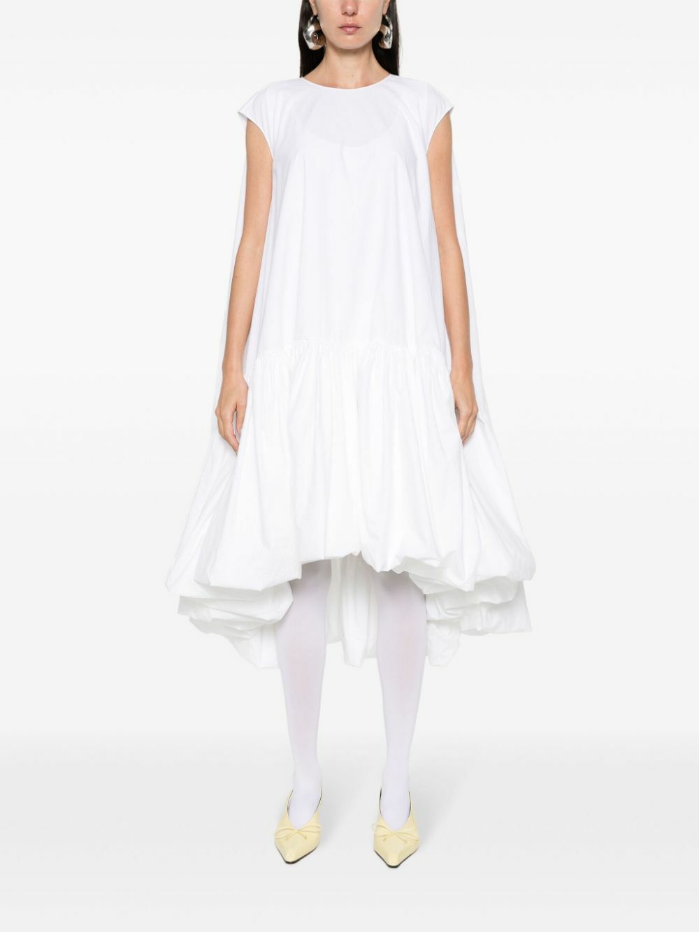 The Row White Tadao Ruffled Poplin Dress