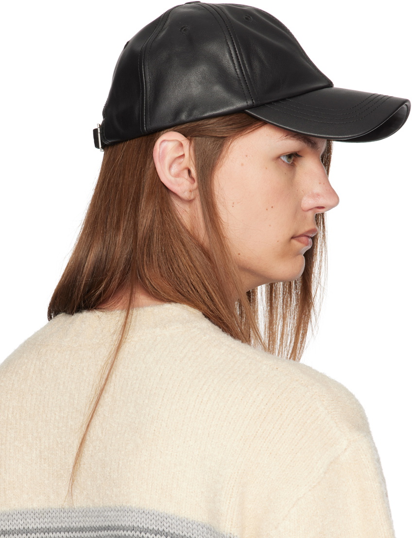 C2H4 Black Staff Uniform Crease Leather Cap