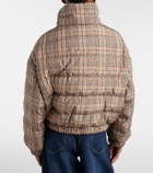 Brunello Cucinelli Checked leather-trimmed down jacket