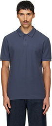 BOSS Navy Regular-Fit Honeycomb-Structured Cotton Pique Polo