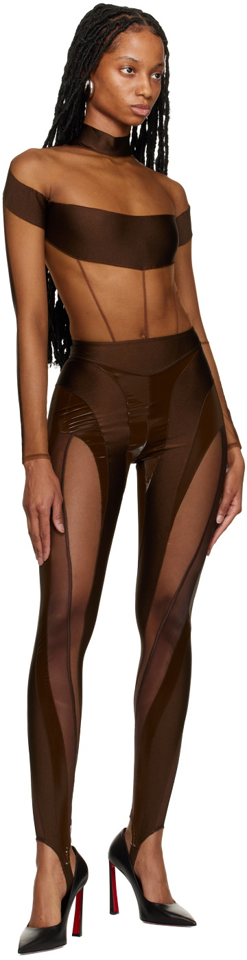 spiral leggings woman tan and black in polyamide