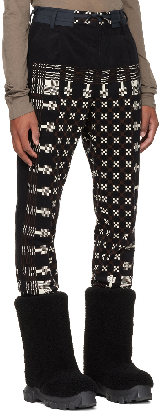 Crinkle Geometric Trousers in Black