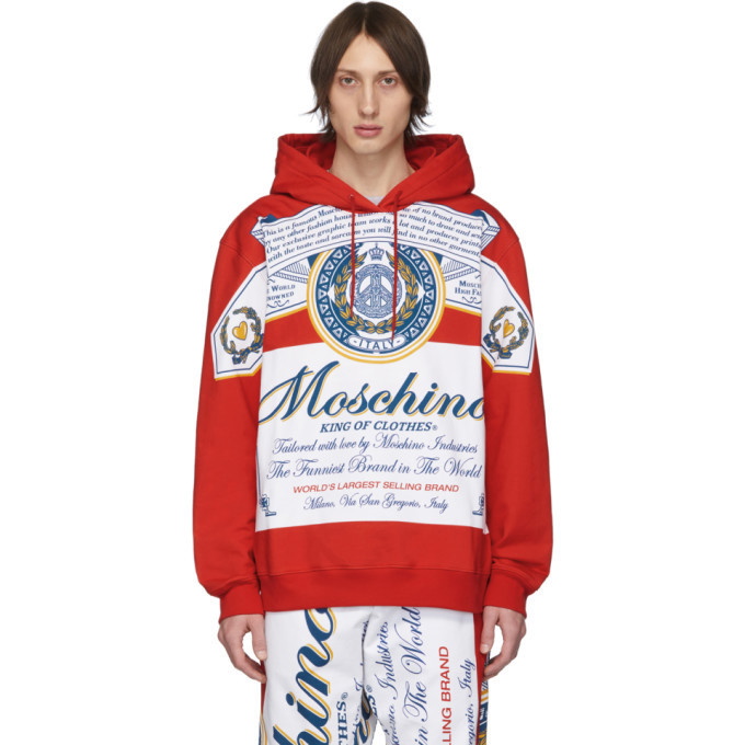 Photo: Moschino Red and White Budweiser Edition Logo Hoodie
