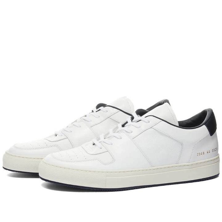Photo: Common Projects Men's Decades Low Sneakers in White/Navy