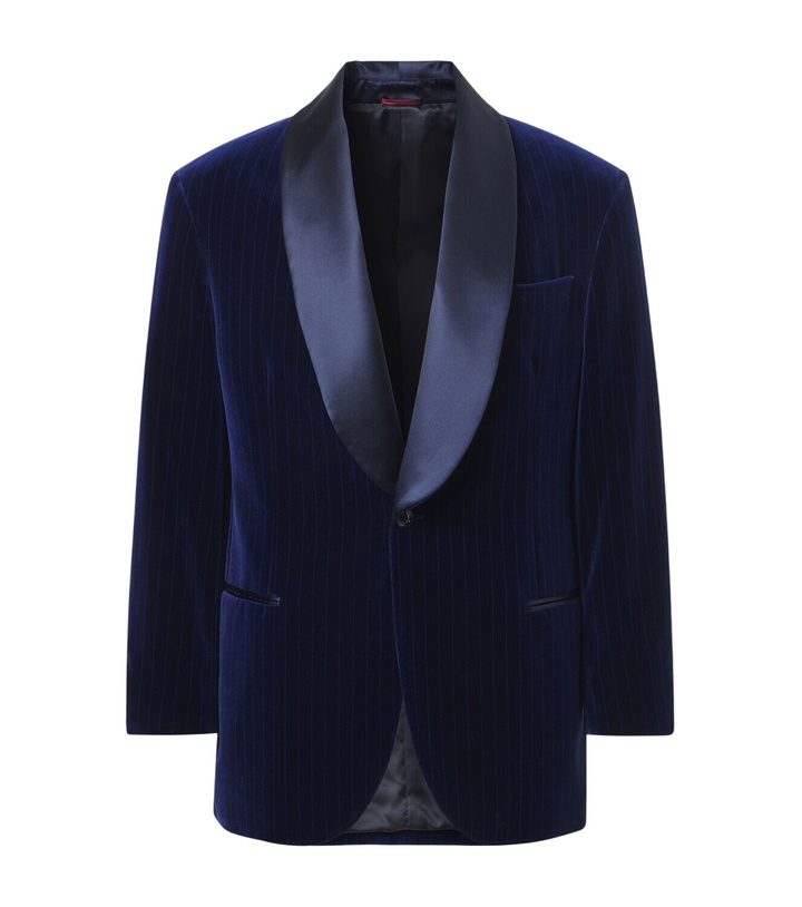 Photo: Brunello Cucinelli Pinstripe cotton velvet tuxedo jacket