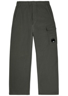 C.P. Company Logo Straight-leg Cotton Cargo Sweatpants Dark Grey
