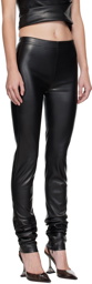 Atlein Black Sim-Fit Faux-Leather Trousers