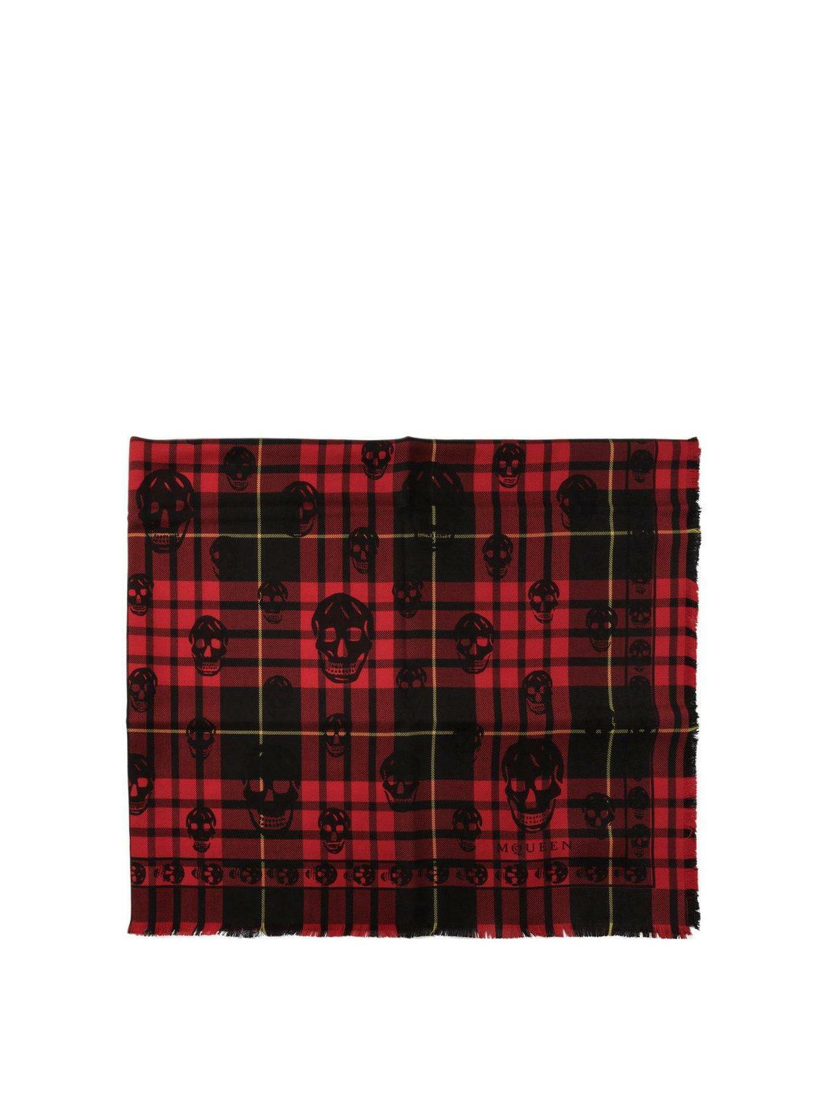 Alexander McQueen Red and White Skull Scarf Alexander McQueen