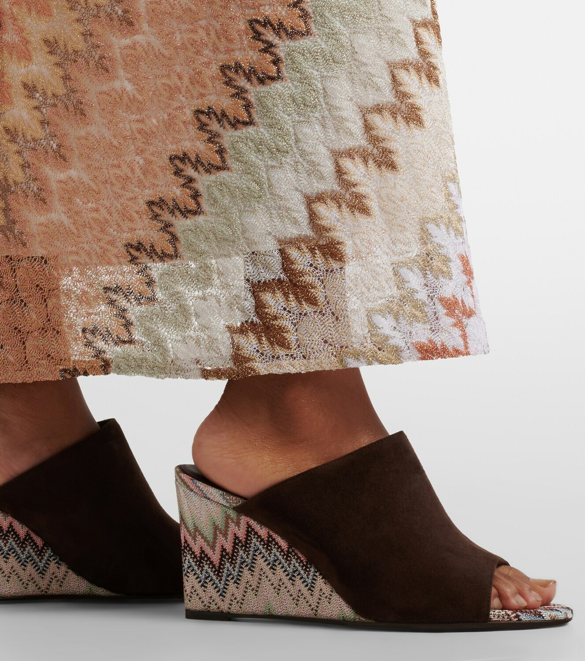 Missoni Mabel Zigzag suede wedge mules