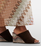Missoni Mabel Zigzag suede wedge mules