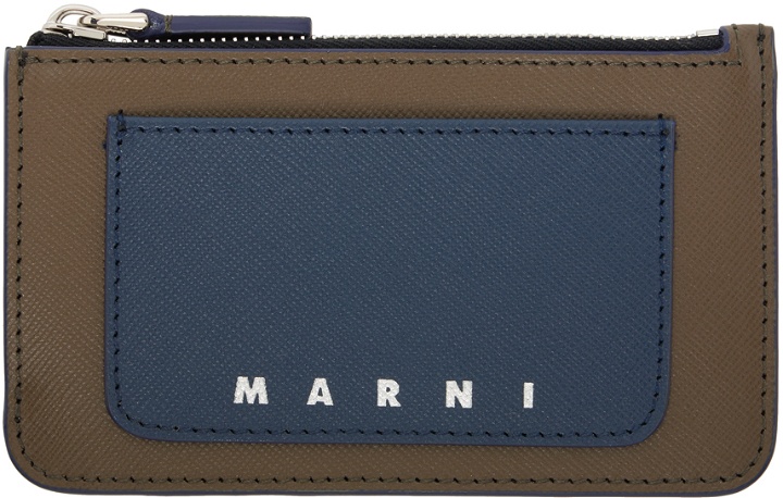 Photo: Marni Navy & Taupe Saffiano Leather Card Holder