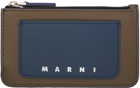 Marni Navy & Taupe Saffiano Leather Card Holder